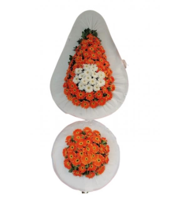 İki Katlı Turuncu Gerbera Çelenk
